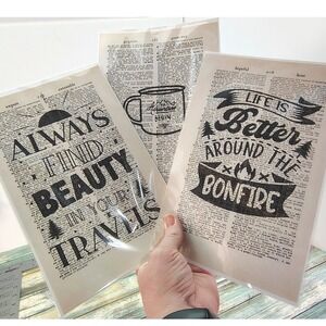 Always Find Beauty Bonfire Adventure Vintage Dictionary Page Decor Outdoorsy 3pg